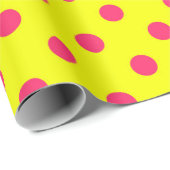 Pink On Yellow Polka Dots Pattern Design  ラッピングペーパー (ロールコーナー)