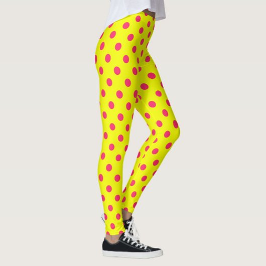 Pink On Yellow Polka Dots Pattern Design レギンス