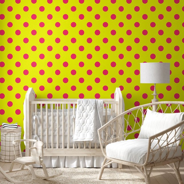 Pink On Yellow Polka Dots Pattern Design  壁紙 (クリエイターアップロード済み)