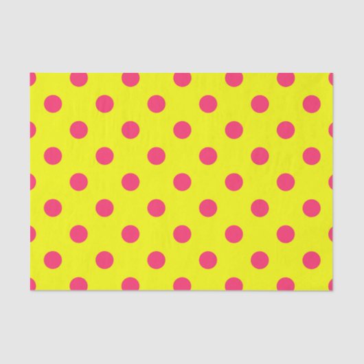 Pink On Yellow Polka Dots Pattern Design  薄葉紙 (正面)
