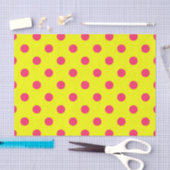 Pink On Yellow Polka Dots Pattern Design  薄葉紙 (クラフト)