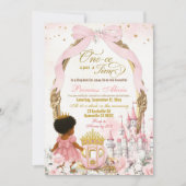 Pink Once Upon A Time African Girl 1st Birthday 招待状 (正面)