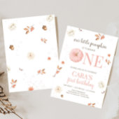 Pink One Little Pumpkin Birthday Party 招待状