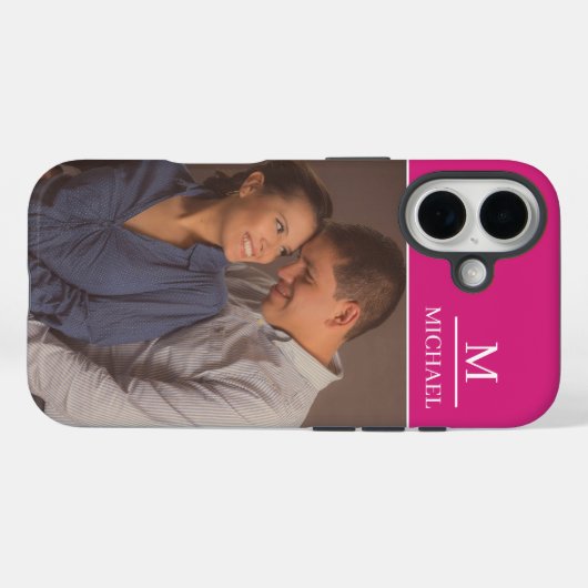 Pink One Photo Name and Initial  Case-Mate iPhoneケース (裏面 (横))
