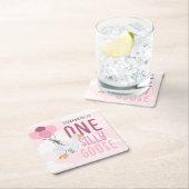 Pink One Silly Goose 1st Birthday スクエアペーパーコースター (インサイチュ)