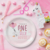 Pink One Silly Goose 1st Birthday ペーパープレート (パーティー)