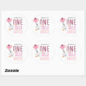 Pink One Silly Goose 1st Birthday ラウンドシール (シート)
