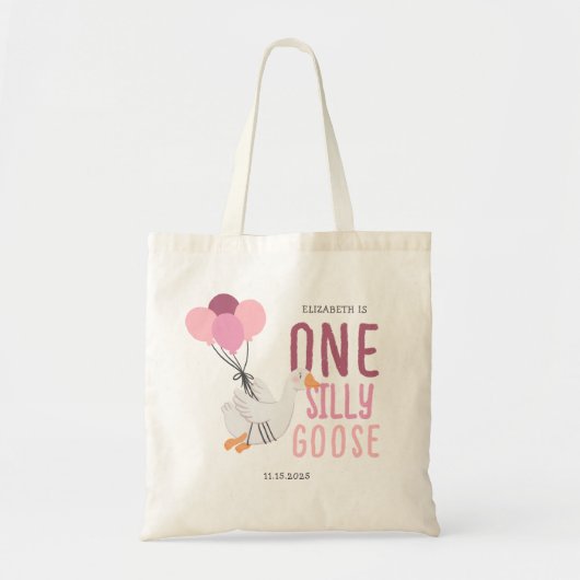 Pink One Silly Goose 1st Birthday Favor トートバッグ (正面)