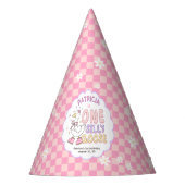 Pink One Silly Goose-Retro Girl First Birthday パーティーハット (正面)