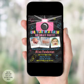 Pink One Year in a Flash First誕生日写真 招待状