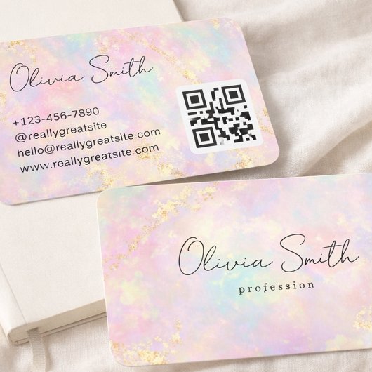 Pink Opal Gold Glitter Swirl Business Card 名刺