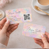 Pink Opal Gold Glitter Swirl Business Card 名刺