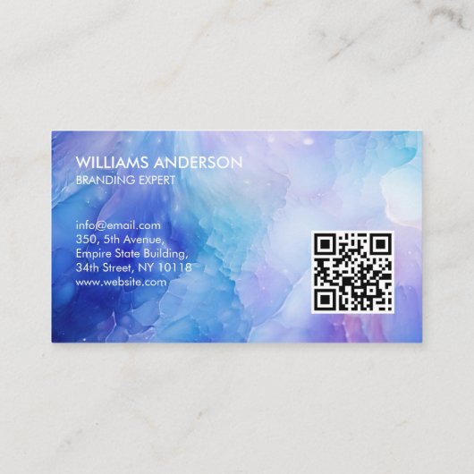 Pink Opal Stone texture Logo QR Code Business Card 名刺 (裏面)