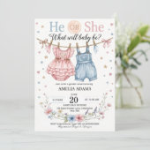 Pink or Blue Baby Clothes Gender Reveal Invitation 招待状 (スタンド正面)