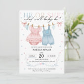 Pink or Blue Baby Clothes Gender Reveal Invitation 招待状 (スタンド正面)