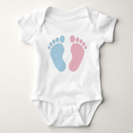 Pink or Blue Baby Footprints – Gender Reveal Desig ベビーボディスーツ