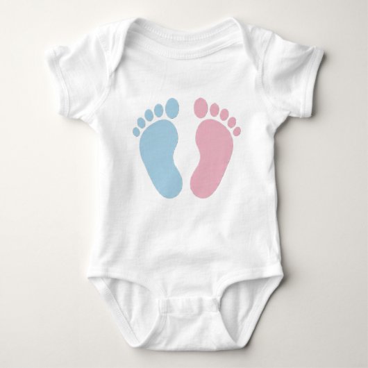 Pink or Blue Baby Footprints – Gender Reveal Desig ベビーボディスーツ (正面)