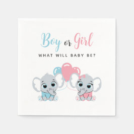Pink or Blue Balloon Elephant Gender Reveal Napkin スタンダードカクテルナプキン