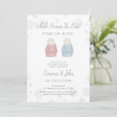 Pink or Blue Beanie Gender Reveal Invitation 招待状 (スタンド正面)