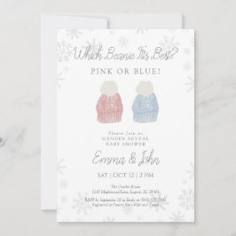 Pink or Blue Beanie Gender Reveal Invitation 招待状