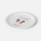 Pink or Blue Boxing Babies Gender Reveal Plates ペーパープレート (アングル)