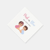 Pink or Blue Cute Baby Pacifier Gender Reveal スタンダードカクテルナプキン (角)