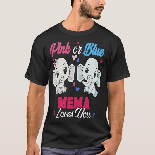 Pink or Blue Elephants Mema Loves You Baby Shower  Tシャツ (正面)