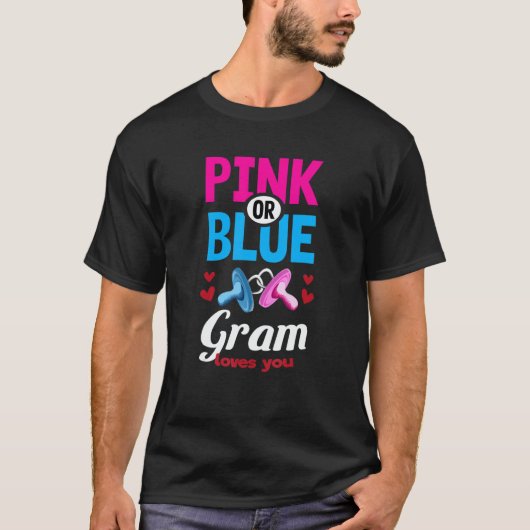 Pink or Blue Gram Loves You Gender Reveal Party Ba Tシャツ (正面)