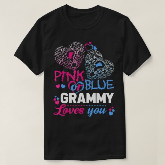 Pink Or Blue Grammy Loves You T  Gender Reveal Bab Tシャツ (デザイン正面)