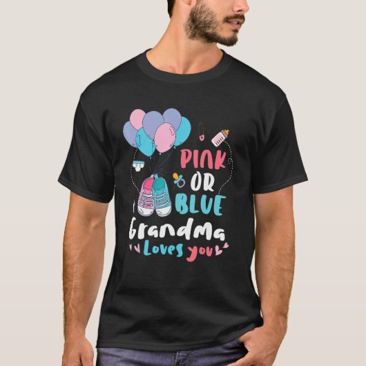Pink Or Blue Grandma Loves You Giraffe Baby Gender Tシャツ (正面)