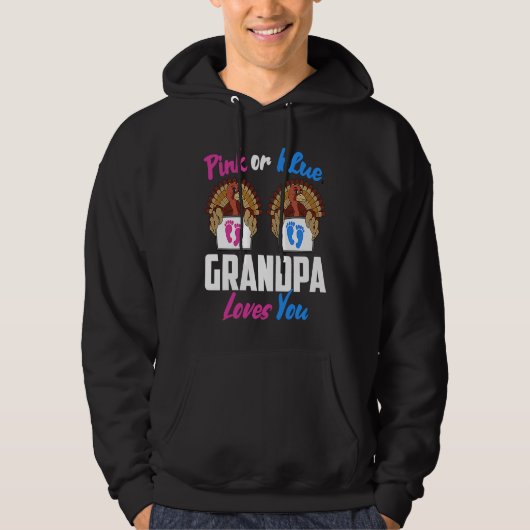 Pink or Blue Grandpa Loves You Gender Reveal Thank パーカ (正面)
