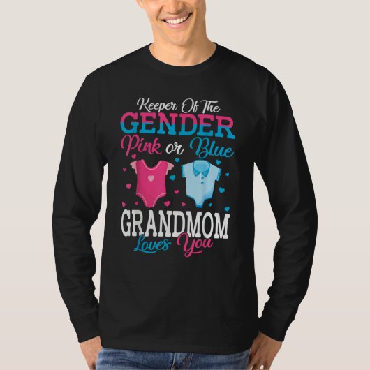 Pink Or Blue Keeper Of The Gender Grandmom Loves Y Tシャツ (正面)