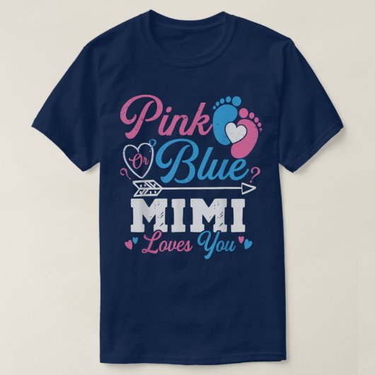 Pink Or Blue Mimi Loves You Gender Reveal Baby Par Tシャツ (デザイン正面)