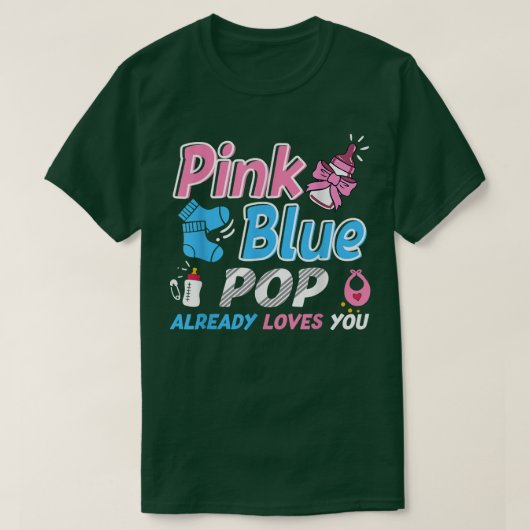 Pink Or Blue POP Loves You Baby Gender Reveal  Tシャツ (デザイン正面)
