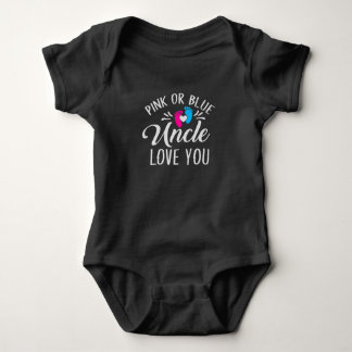 Pink or blue Uncle loves you ベビーボディスーツ