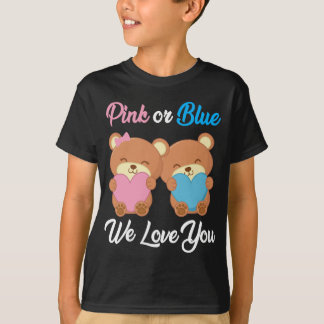 Pink or Blue We Love You Teddy Bear - Gender Revea Tシャツ
