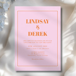 Pink Orange Bold Font Modern Wedding 招待状