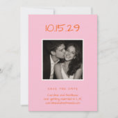 Pink Orange Bold Typography Photo Modern Wedding セーブザデート (正面)