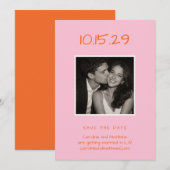 Pink Orange Bold Typography Photo Modern Wedding セーブザデート (正面/裏面)