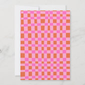 Pink Orange Checkerboard Bridal Shower Whimsical 招待状 (裏面)