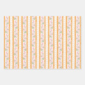 Pink Orange Dainty Cottage Wildflowers Patterns ラッピングペーパーシート (正面)
