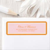 Pink Orange Elegant Wedding Return Address Label ラベル (インサイチュ)