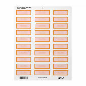 Pink Orange Elegant Wedding Return Address Label ラベル (フルシート)