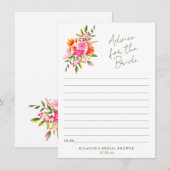 Pink Orange Floral Advice for the Bride Card (正面/裏面)