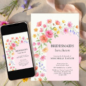 Pink Orange Floral Arch Bridesmaids Luncheon 招待状