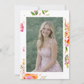 Pink Orange Floral Graduation Party Photo 2026 招待状 (裏面)