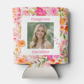 Pink Orange Floral Graduation Party Photo 2026 缶クーラー (裏面)