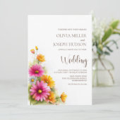 Pink Orange Floral Wedding 招待状 (スタンド正面)