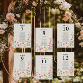 Pink Orange Flower Table Number Seating Chart Card 招待状