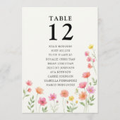 Pink Orange Flower Table Number Seating Chart Card 招待状 (正面)